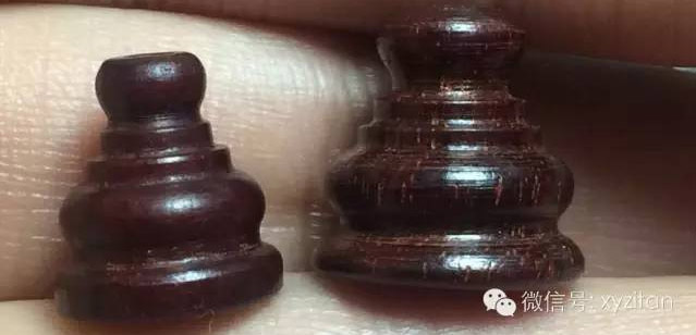 小叶紫檀佛塔的料质好坏对比
